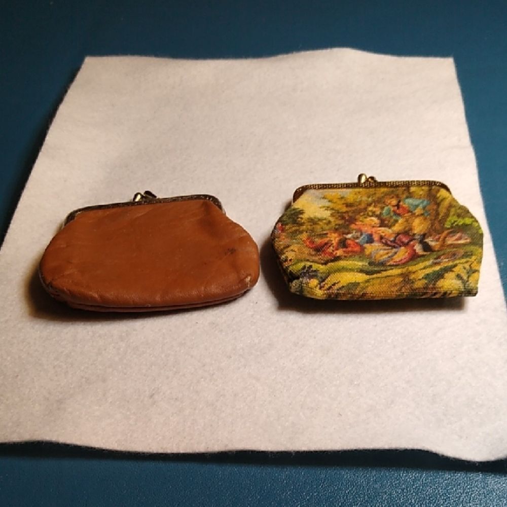 Vintage Brown and Tapestry Coin Purses
